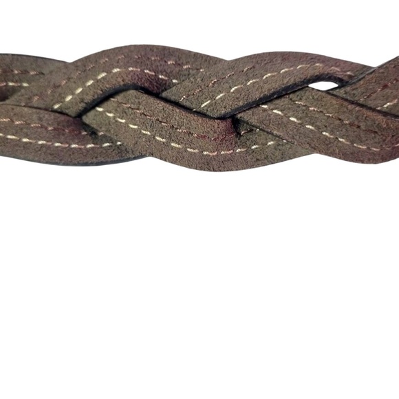 VTG Genuine Leather Braided Belt Brown Stitch Detail Boho Western Style Size S - Picture 7 of 16
